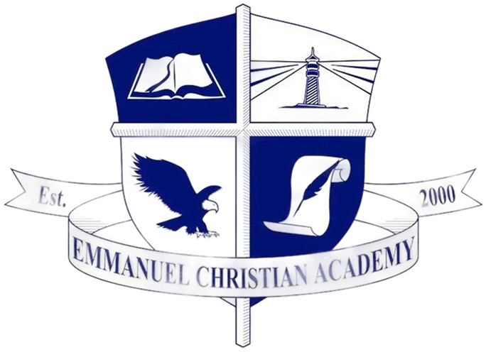 Blue and silver academic crest design